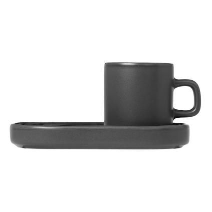 Hrnek na espresso MIO, sada 2 ks, s podtácky, khaki, Blomus
