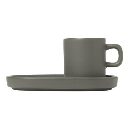 Hrnek na espresso MIO, sada 2 ks, s podtácky, cínová, Blomus