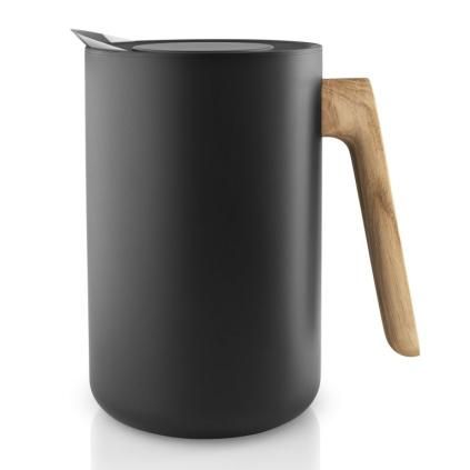 Vakuová termoska NORDIC KITCHEN 1 l, s dřevěnou rukojetí , černá, Eva Solo