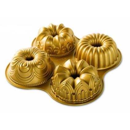 Forma na bábovičky QUARTET BUNDT, na 4 ks, zlatá, Nordic Ware