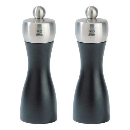 Sada mlýnků na sůl a pepř FIDJI 15 cm, sada 2 ks, černá, nerezová ocel, Peugeot