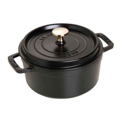 Kulatý hrnec, černá O 18 cm Staub