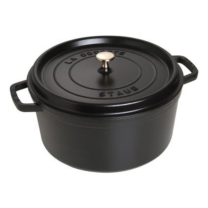 Kulatý hrnec, černá O 30 cm Staub