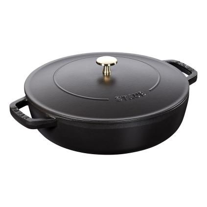 Kastrol na soté s litinovou samopodlévací poklicí O 24 cm černý Chistera Staub