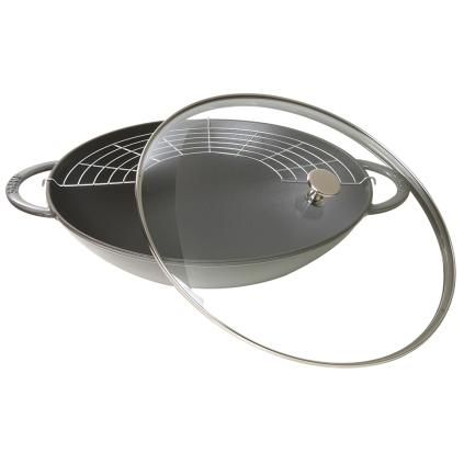 Wok 37 cm, grafitově šedá, litina, Staub