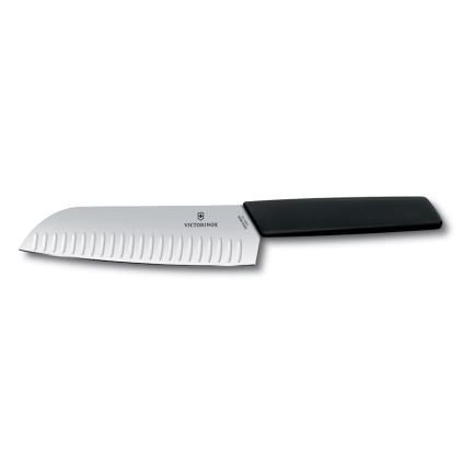 Santoku nůž SWISS MODERN 17 cm, s výbrusem, černá, Victorinox