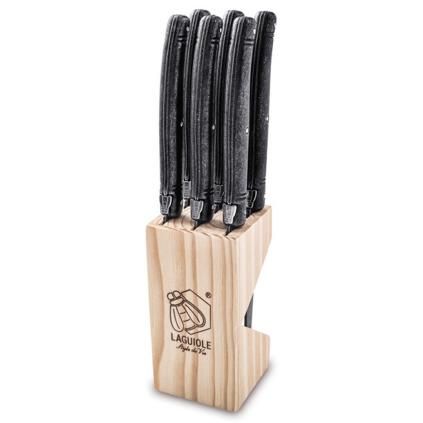 Steakový nůž PREMIUM, sada 6 ks, v bloku, černá, Laguiole