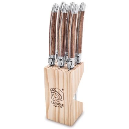 Steakový nůž PREMIUM, sada 6 ks, v bloku, dřevěná, Laguiole