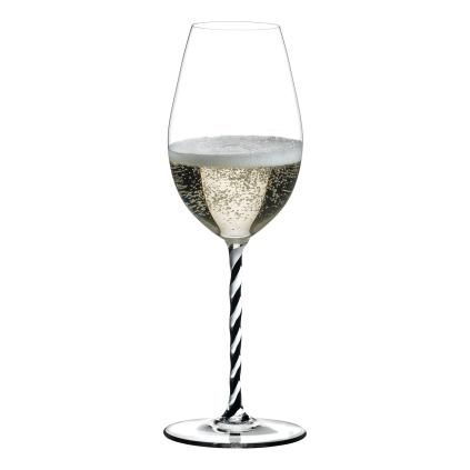 Sklenice Champagne Wine Glass Black and White Twisted Fatto a Mano Riedel