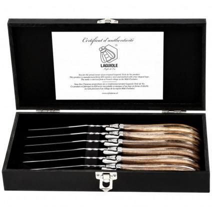 Steakový nůž LUXURY, sada 6 ks, olive, olive, Laguiole