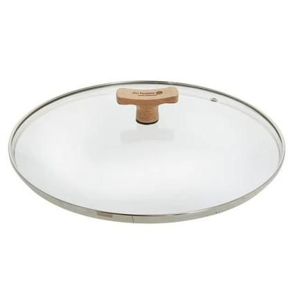 Poklice 28 cm,  s dřevěným úchytem, sklo, de Buyer