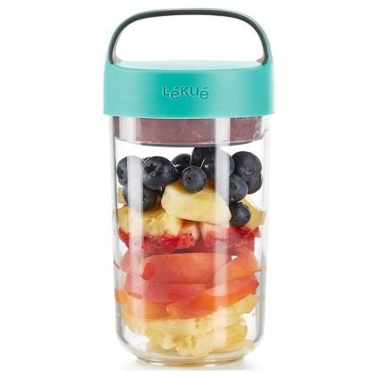 Svačinový box JAR TO GO 600 ml, tyrkysová, Lékué