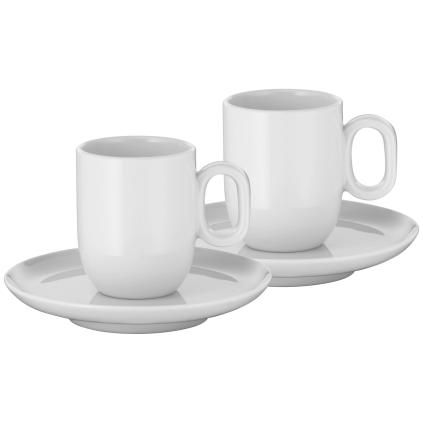Šálek na espresso BARISTA, sada 2 ks, s podšálky, bílá, WMF