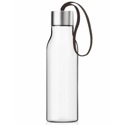Láhev na vodu 500 ml, čokoládový řemínek, čirá, Eva Solo