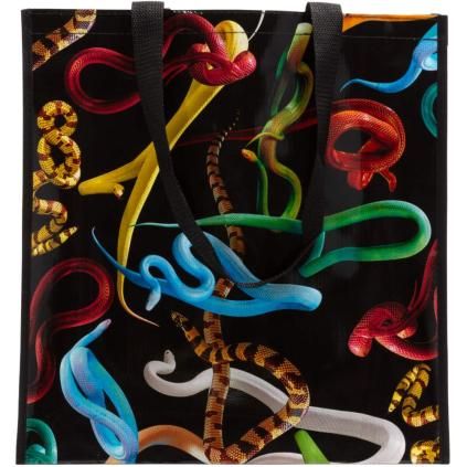 Nákupní taška TOILETPAPER SNAKES 42 cm, černá, Seletti