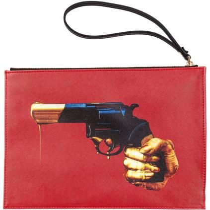 Taštička TOILETPAPER REVOLVER 28 x 20 cm, s poutkem, červená, Seletti