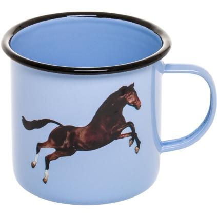 Hrnek smaltovaný TOILETPAPER HORSE 10 cm, modrá, Seletti