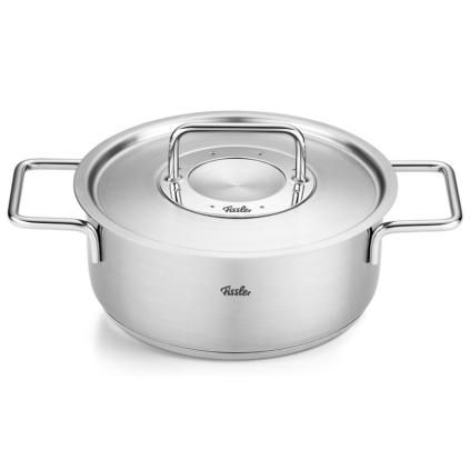 Nízký kastrol PURE 20 cm, stříbrná, nerezová ocel, Fissler