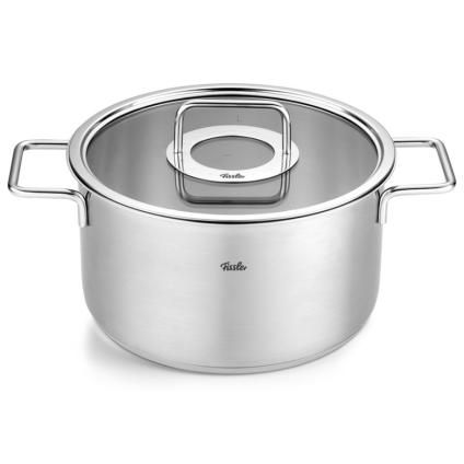 Vysoký kastrol PURE 20 cm, stříbrná, nerezová ocel, Fissler