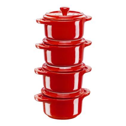 Zapékací mísa 10 cm, sada 4 ks, červená, keramika, Staub