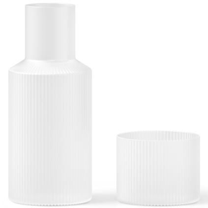 Karafa na vodu RIPPLE 500 ml, se sklenicí, bílá, sklo, ferm LIVING