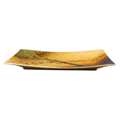 Servírovací talíř WABI SABI 33 x 19 cm, hnědá, keramika, MIJ