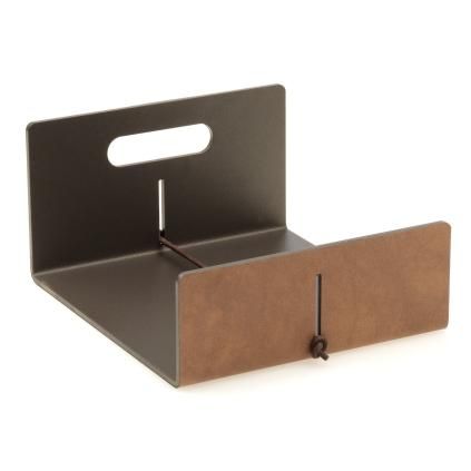 Držák na ubrousky NUPO 18 cm, přírodní / bronzová, kůže / hliník, LIND DNA