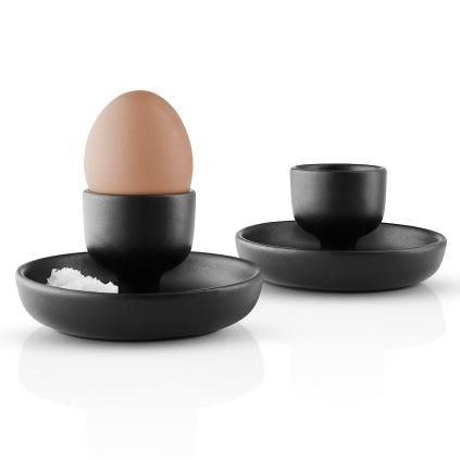 Kalíšek na vejce NORDIC KITCHEN 11 cm, sada 2 ks, černá, kamenina, Eva Solo