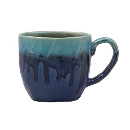Hrnek COBALT & TEAL DRIP 250 ml, modrá, keramika, MIJ