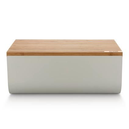 Chlebník s prkénkem MATTINA 34 cm, šedá, ocel / bambus, Alessi