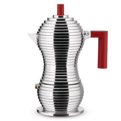 Moka kávovar PULCINA 150 ml, na indukci, červená rukojeť, Alessi
