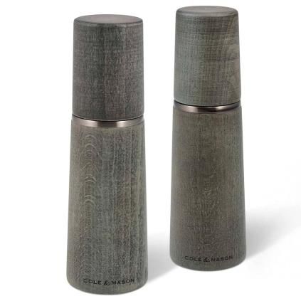 Sada mlýnků na sůl a pepř MARLOW 18 cm, sada 2 ks, šedá, dřevo, Cole & Mason