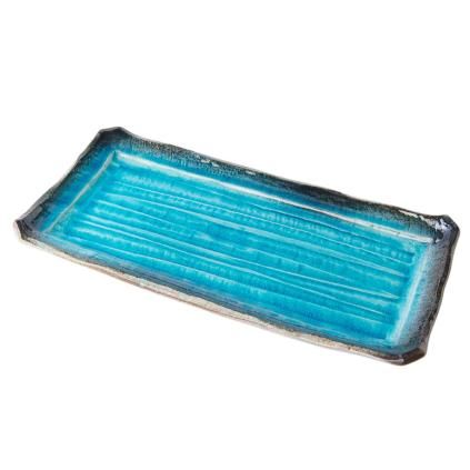 Talíř na sushi SKY BLUE 42 x 21 cm, modrá, keramika, MIJ