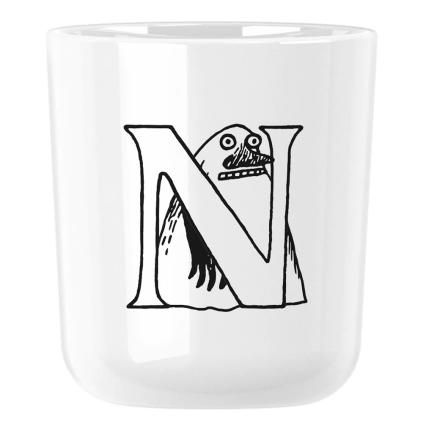 Plastový hrnek MOOMIN ABC 200 ml, písmeno N, bílá, RIG-TIG