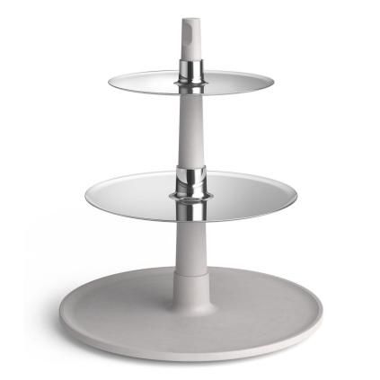 Etažér PATORE 33 cm, stříbrná, nerezová ocel / beton, Zack