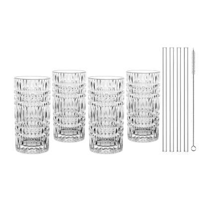 Sklenice na long drink TASTES GOOD 422 ml, sada 4 ks, s brčky, Nachtmann