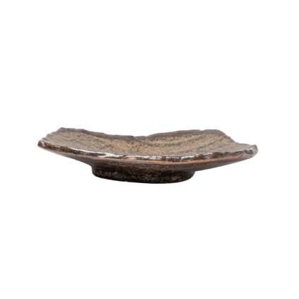 Servírovací talíř TERRA 21 x 17 cm, hnědá, keramika, MIJ