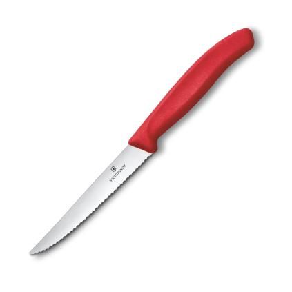 Steakový nůž SWISS CLASSIC 11 cm, vroubkovaný, červená, plast, Victorinox