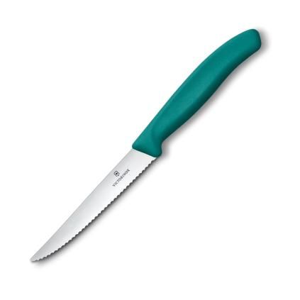 Steakový nůž SWISS CLASSIC 11 cm, vroubkovaný, zelená, plast, Victorinox