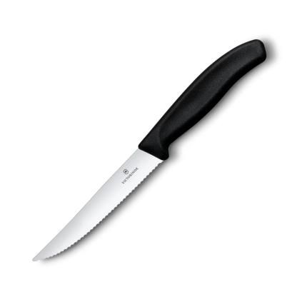 Steakový nůž SWISS CLASSIC GOURMET 12 cm, vroubkovaný, černá, plast, Victorinox