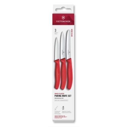 Sada nožů SWISS CLASSIC, sada 3 ks, červená, plast, Victorinox