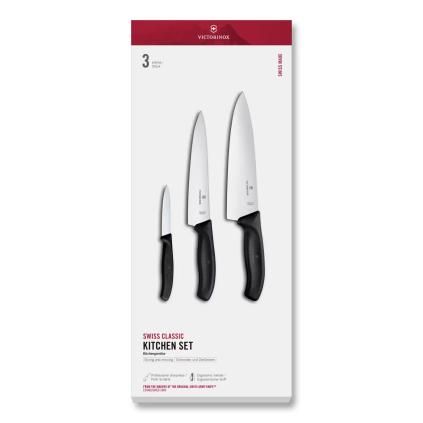 Sada nožů SWISS CLASSIC, sada 3 ks, černá, plast, Victorinox