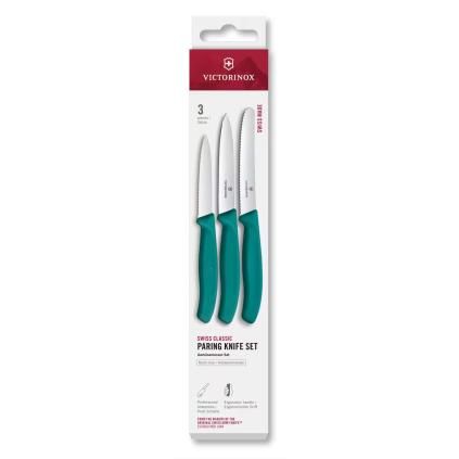 Sada nožů SWISS CLASSIC, sada 3 ks, zelená, plast, Victorinox