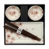 Sada na sushi WHITE & PINK SAKURA, sada 6 ks, bílá, keramika, MIJ